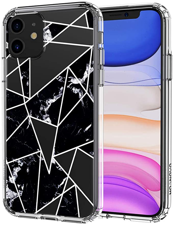 MOSNOVO iPhone 11 Case, Black Marble Pattern Clear Design Transparent Plastic Hard Back Case with TPU Bumper Protective Case Cover for Apple iPhone 11 (2019)