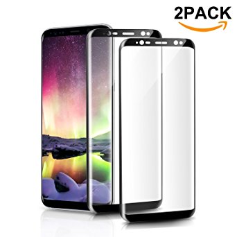 DEEPCOMP Galaxy S8 Glass Screen Protector, [2Pack] Highest Quality Premium Tempered Glass Anti-Scratch, Clear High Definition (HD) Screen Film for Galaxy S8 (BLACK)
