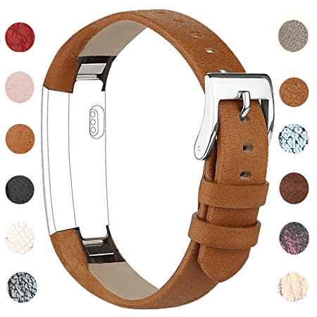 Vancle Strap for Fitbit Alta HR/Fitbit Alta, Adjustable Comfortable Replacement Leather Band with Stainless Steel Buckle for Fitbit Alta 2016 / Fitbit Alta HR 2017(No Tracker)