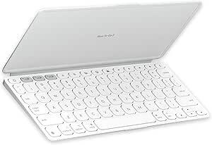 Logitech Keys-to-GO 2 Portable Wireless iPad Keyboard with Built-in Cover, Slim and Compact Bluetooth Keyboard for iPad, iPhone, Mac, and Apple TV, Easily Switch with Devices - Pale Grey