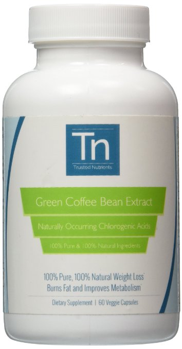 Trusted Nutrients Best Pure Green Coffee Bean Extract 100 Pure 800 mg 60 Count
