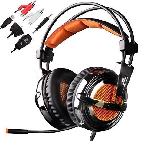 Sades SA-928 Lightweight Professional Gaming Headset Over Ear Headband Headphones with Microphone Volume Control for PC Laptop Phone PS3 Xbox360