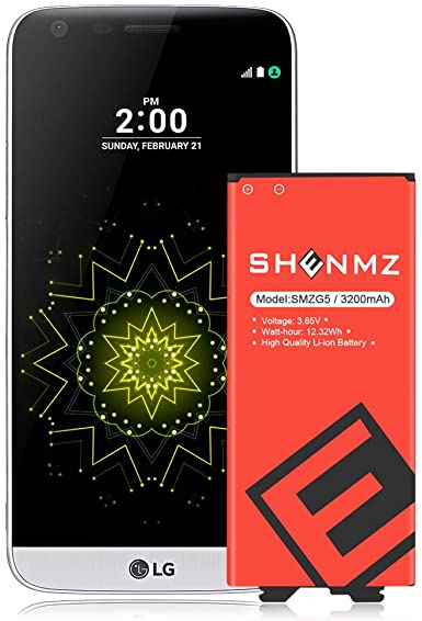 LG G5 Battery [Upgraded] 3200mAh SHENMZ Li-ion Battery Replacement for LG G5 BL-42D1F VS987 Verizon,H820 at&T, LS992 Sprint,H830 T-Mobile, US992,H845 Dual H850 H858 Spare Battery(36 Month Warranty)