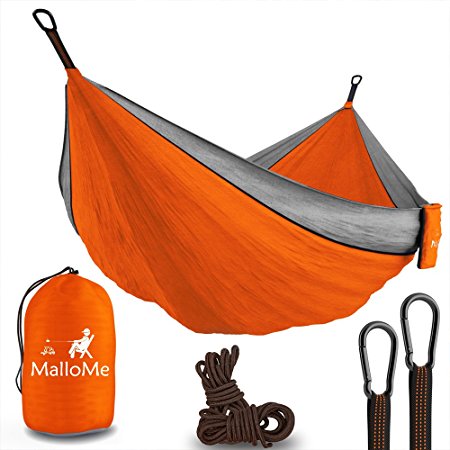 XL Double Parachute Camping Hammock - Tree Portable with Max 1000 lbs Breaking Capacity - Lightweight Carabiners and Ropes Included For Backpacking, Camping, Hiking, Travel, Beach, Yard, 125" x 79"