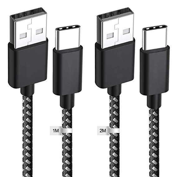 TeckNet USB C Cable, Nylon Braided High Speed Type C Cable[2-Pack/1M 2M] USB C to USB A Charging Sync Cable for Samsung Galaxy /S9/Note8/S8/A9/C9, Huawei, Sony, Nexus, HTC,Nintendo Switch, MacBook