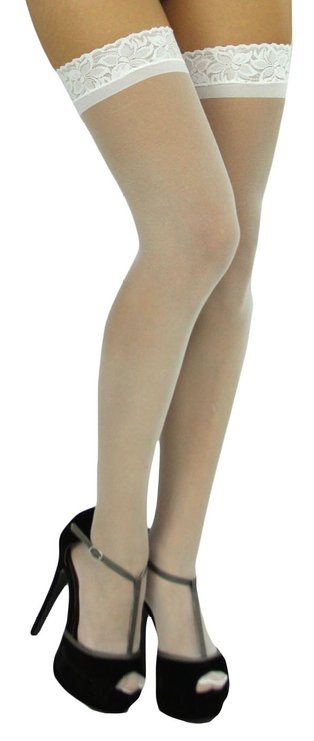 ToBeInStyle Women's Sheer Lace Topped Thigh Hi Stocking