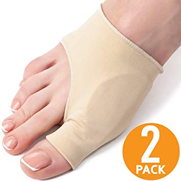 Bunion Corrector and Bunion Relief Sleeve - 2-Pack, Size S, Gel Pad - Hallux Valgus and Shoe Friction Protector - Elastic Bootie Guard, Shield, Cushion - Women's Size 4-6.5 (S)