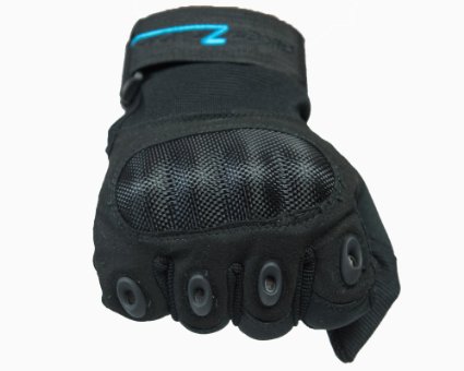 BikerZchoice Hard Knuckle Full Finger Tactical Gloves Great For Biking, Hunting, Paintball, Motorcycle, Motorsports (Medium, Black)