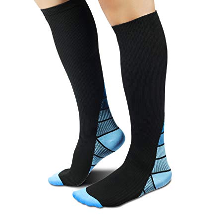 Compression Socks, Gradient Press Support: 20-30 mmHg, Speed-up Muscle Recovery sock, Fit for Running, Athletic Sports, CrossFit, Flight Travel, Pregnancy, Nurses, Enhance Circulation, Boost Stamina