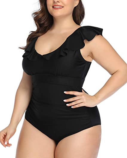 Daci Women Plus Size One Piece Swimsuit Ruffled Ruched Falbala Bathing Suit