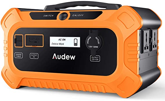 Audew 500Wh Portable Power Station,200W/156250mAh LiFePO4 Solar Generator with AC/DC/USB Output for CPAP Camping Emergency Outdoor
