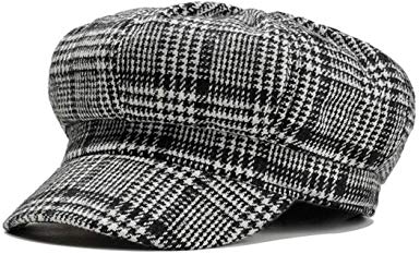 Plaid-Newsboy Berets Hat Women - Wool Houndstooth Paperboy Octagonal Painter Cap Cabbie