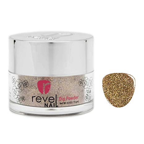 Revel Nail Dip Powder | for Manicures | Nail Polish Alternative | Non-Toxic & Odor-Free | Crack & Chip Resistant | Can Last Up to 8 Weeks | 0.5 oz Jar | Glitter (Prosecco, 0.5 oz)