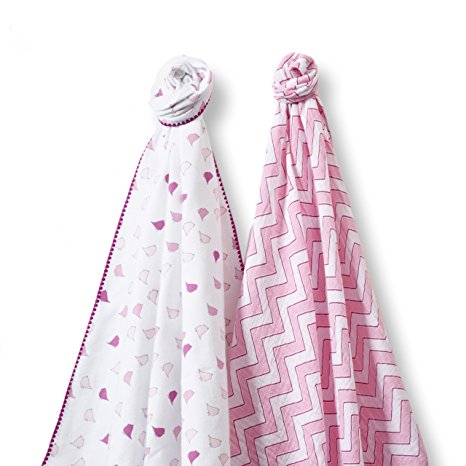 SwaddleDesigns SwaddleDuo, Chic Chevron Duo (Set of 2 in Pink)
