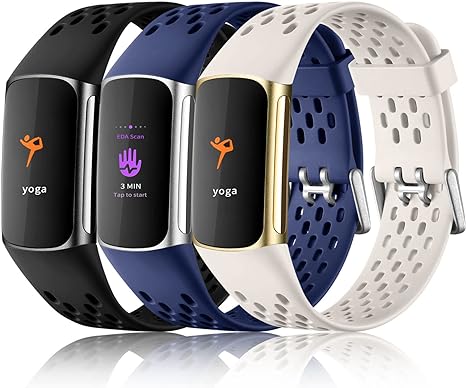 Maledan Band Compatible with Fitbit Charge 5 Bands for Women Men, Breathable and Waterproof Wristband Replacement Bracelet Strap for Fitbit Charge 5 Fitness Tracker Accessories, 3 Packs