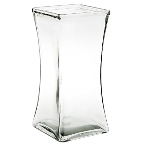 Flower Rose Bunch Glass Gathering Vase Decorative Centerpiece For Home or Wedding (Fits Dozen Roses) by Royal Imports - Square - 8.75" Tall, 4.5" Opening, Clear