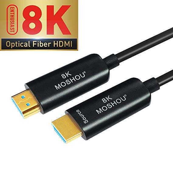 SIKAI Optical Fiber 8K Cable Compatible with LG TV, Samsung QLED TV, Apple TV, VIZIO TV, Roku, 48Gbps Ultra High Speed 8K 4K 4320P UHD HDR High-Definition Multimedia Interface Cable (30 Feet)