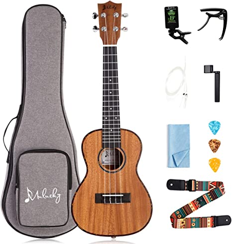 Mulucky Ukulele Concert 23 Inch 4 Aquila Strings Premium Mahogany With Beginning Kit - MUK-CT2