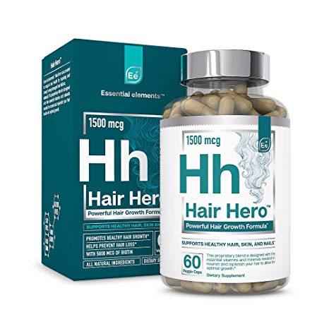 Hair Hero - Powerful Hair Growth Formula - Healthy Hair, Skin, and Nails - 5000 mcg Biotin - 30 Day Supply