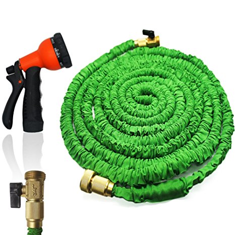 KLAREN 50ft Expanding Hose, Strongest Expandable Garden Hose with Double Latex Core, Solid Brass Connector and Extra Strength Fabric with 8-pattern Sprayer Nozzle,{2017},New