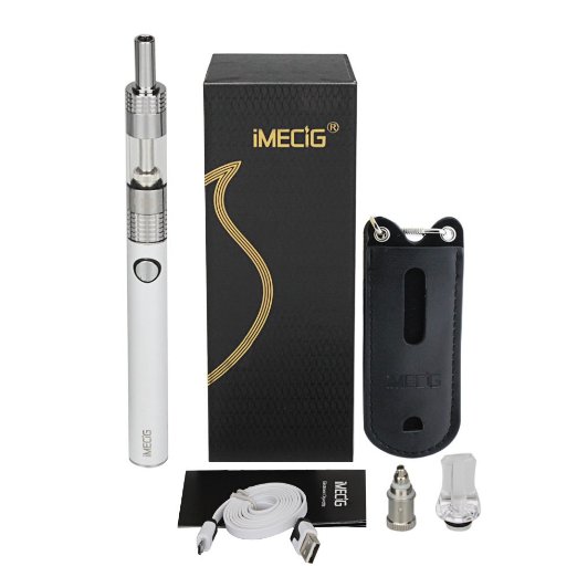 IMECIG V8/GS Electronic Cigarette Stop Smoking Aid With 900 mAh Rechargeable Battery | E Liquid refillable | USB Charging | Atomizer Coil | E Shisha Starter Kit Without E Juice | White