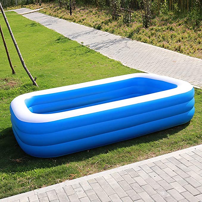 Biange Inflatable Pool, Adults Inflatable Swimming Family Pool, 120" X 72" X 22" Large Full-Sized Pools for Backyard, Kids, Kiddie, Outdoor, Ages 3