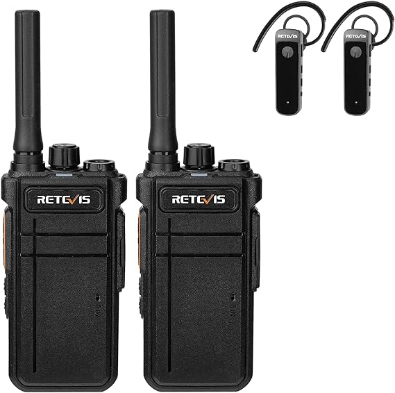 Retevis RB37 New Version,Bluetooth Two Way Radio,Walkie Talkies for Adults,Wireless Earpiece,2000 mAh,VOX,Type-C,for Restaurant Hospital (2 Pack)