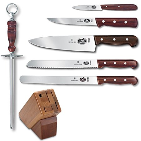 Victorinox 7-Piece Knife Set with Block, Rosewood Handles