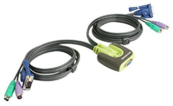 IOGEAR 2-Port MiniView Micro PS/2 KVM Switch with 2 Cables, GCS62
