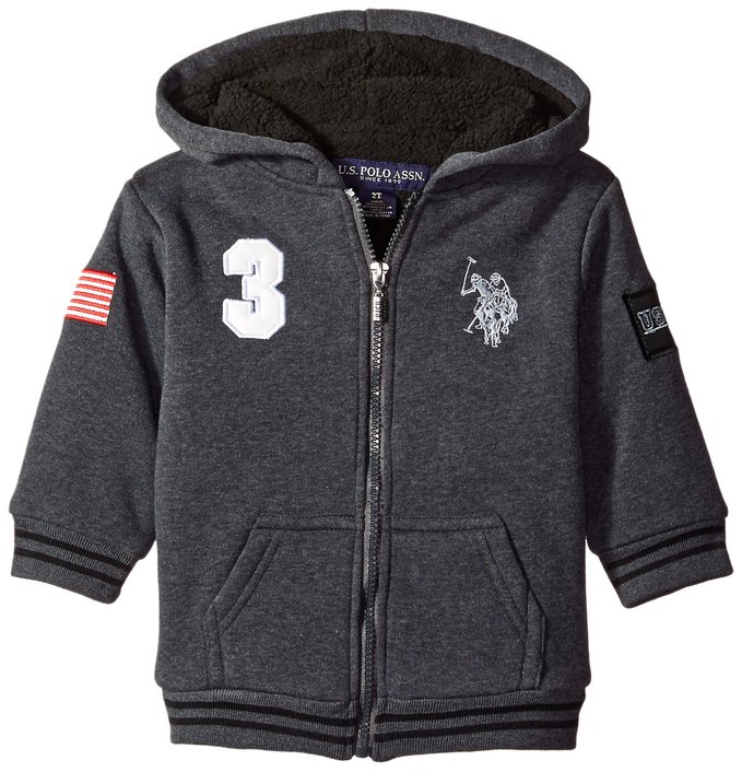 U.S. Polo Assn Boys' Fleece Hoodie with Sherpa Lining