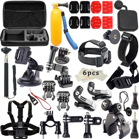 Soft Digits 33-in-1 Basic Common Outdoor Sports Kit Accessories for All Sj4000 Sj5000 Sj6000 Sports Cameras for Gopro Hero4 Silver Black Hero 4 3 3