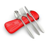 3 Piece Stainless Steel Knife Fork Spoon Lightweight Travel  Camping Cutlery Set with Neoprene Case