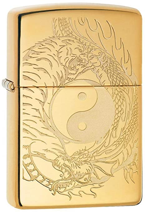 Zippo Tiger & Dragon, Yin & Yang, Engraved, Genuine Windproof Lighter #49024