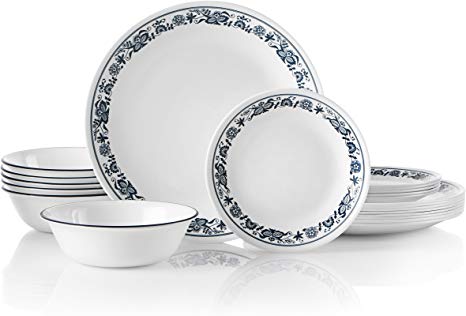 Corelle 18-Piece Service for 6, Chip Resistant, Old Town Blue Dinnerware Set