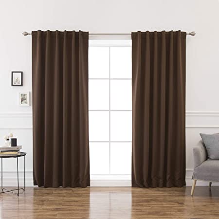 Best Home Fashion Premium Blackout Curtain Panels - Solid Thermal Insulated Window Treatment Blackout Drapes for Bedroom - Back Tab & Rod Pocket – Chocolate - 52" W x 96" L - (Set of 2 Panels)
