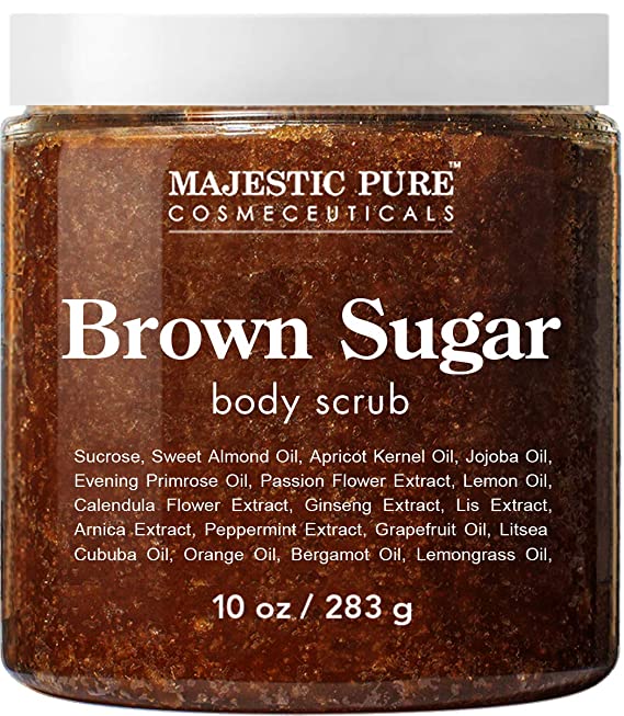 Brown Sugar Body Scrub for Cellulite and Exfoliation - Natural Body Scrub - Reduces The Appearances of Cellulite, Stretch Marks, Acne, and Varicose Veins, 10 Ounces