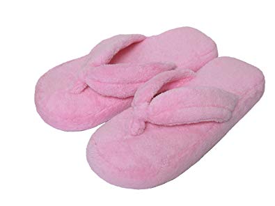 Coral Fleece Flip-Flops Indoor House Slippers for Women with Non-Slip Outsole