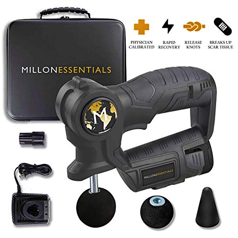 MillonEssentials Muscle Recovery Massage Gun - #1 Powerful Handheld Percussion Massager - Portable Deep Tissue Device – Cordless & Rechargeable Pain Relief Machine – Personal Body Stimulation Therapy