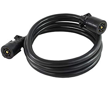 Conntek Double-End 7 Way Plug Inline Trailer Cord, Black, 8-Feet