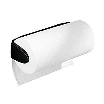 mDesign Wall Mount/Under Cabinet Paper Towel Holder for Kitchen - Matte Black