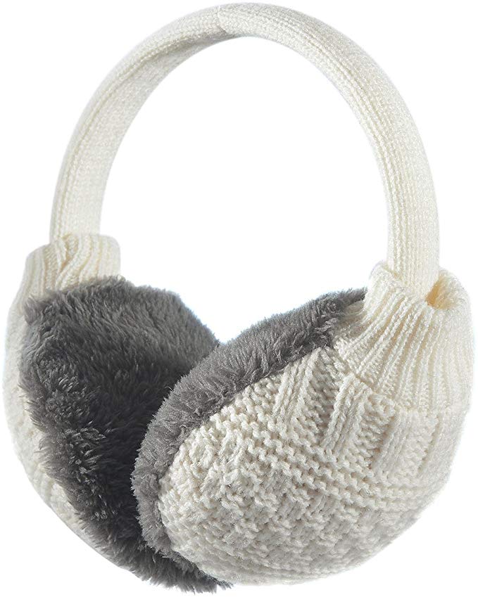 Sudawave Women's Winter Adjustable Knitted Ear Muffs With Faux Furry Outdoor Ear warmers