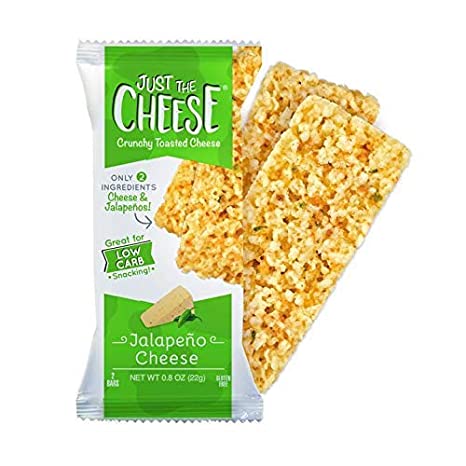 Just the Cheese Bars, Crunchy Baked Low Carb Snack Bars. 100% Natural Cheese. High Protein and Gluten Free (Jalapeno)