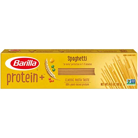 BARILLA Protein  (Plus) Spaghetti Pasta - Protein from Lentils, Chickpeas & Peas - Good Source of Plant-Based Protein - Protein Pasta - Non-GMO - Kosher Certified - 14.5 Ounce Box (7 Servings per Box)