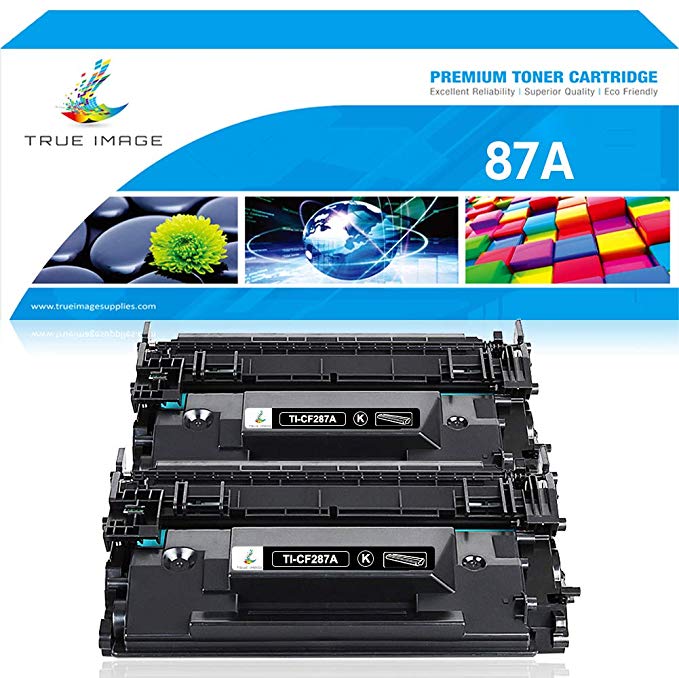 True Image 87A CF287A Toner Compatible for HP CF287A 87A 87X CF287X Toner Cartridge HP M506 Toner for HP Laserjet Enterprise M506dn M506n M506x M506 Pro M501dn M501n MFP M527dn Printer Ink Black -2PK