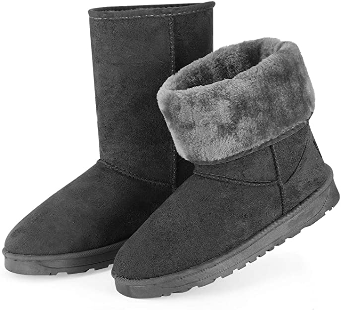 TeqHome Winter Boots for Women Classic Snow Boots Warm Mid-Calf Fur Boot