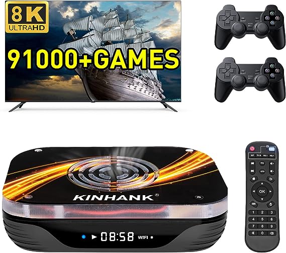 Kinhank Super Console X3 Plus Video Game Console with 91000  Games,S905X3 Chip,EmuELEC 4.5/Android 9.0/CoreELEC 3 Systems,8K UHD Output, USB 3.0,2.4G 5G,BT 4.0