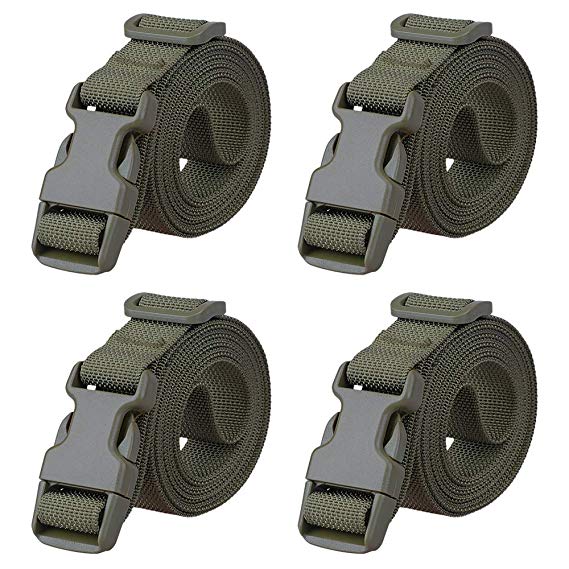 MAGARROW 78" x 1" Strap Buckle Packing Straps Adjustable 1-Inch Belt Luggage Buckle Straps (Army Green (4-PCS))