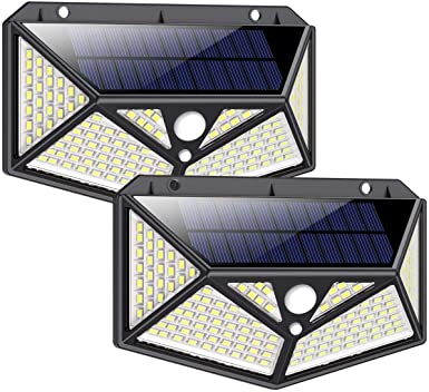 Solar Lights Outdoor, iPosible 150 LED [6-Side 300º Wide Angle] Solar Security Lights with Motion Sensor Solar Powered Lights Solar Wall Lights Waterproof with 3 Mode for Outside (2 Pack)