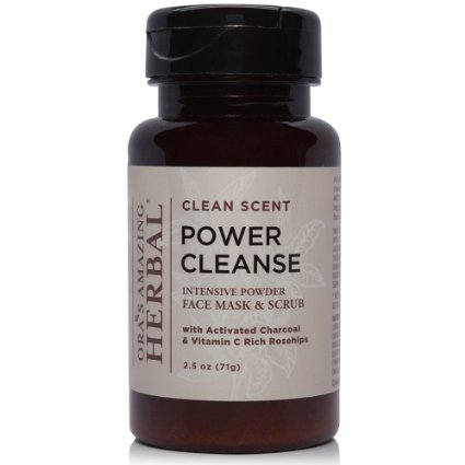 Power Cleanse Intensive Face Mask and Exfoliating Cleanser Scrub Clean Scent Made With Rosehips Frankicense Honey Kaolin Clay Organic Plantain And Activated Charcoal  Herbal Tea For Your Face