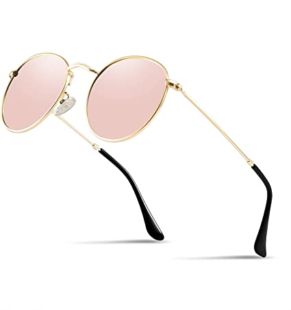 Unisex Round Sunglasses, Kennifer Polarized UV400 Protection Circle Retro Steampunk Sun Glasses for Men and Women